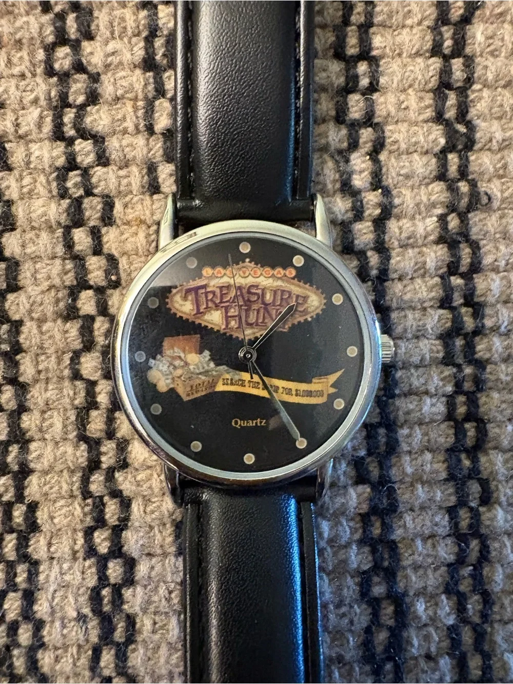 Black Strap imitation leather Men's treasure hunt Quartz Watch